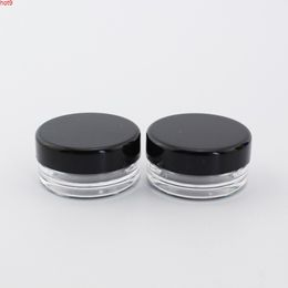 Plastic Clear Solid Container Small Sample Cream Jar High Quality Empty Cosmetic Bottle With Black Screw Cap 2ggood qty