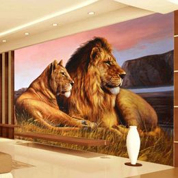 New arrive Custom Photo 3D Wallpaper Lion Living Room Bedroom Background Wall Decor Animals Mural