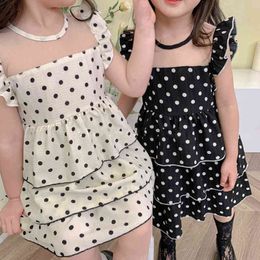 Summer Girls Dress Fashion Polka Dot Mesh Sleeveless Princess Kid Clothes Children 210515