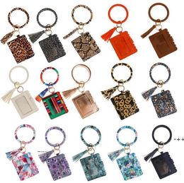 Hot Designer Bag Wallet Leopard Print PU Leather Bracelet Keychain Credit Card Wallet Bangle Tassels Key Ring Handbag Lady RRF11348