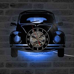 Car Shape LED Wall Clock Modern Design 3D Decorative Hanging Clocks with 7 Colours LED Lighting Wall Watch Home Decor Silent H1230