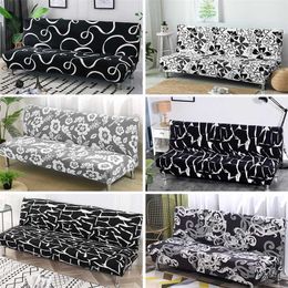 Black White Sofa Bed Cover Stretch Couch Without Armrest Folding Seat For Cubre Single 211116