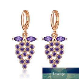 Rose Gold Colour Earrings for Women Waterdrop Zirconia Grape Earring with Stones Classic Style Wedding Bridal Jewellery Bijoux