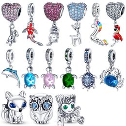 100% 925 Sterling Silver Pet Animal Series Charms Bead Fits Pandora Bracelet Pendant Woman Fine Jewellery gift