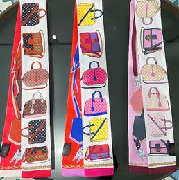 Korean Vintage Desinger Letters Flowers Print Bowknot Bags Scraf Scarves Charm Women Silk Handle Gloves Wraps Wallet Purse Handbag Bag Paris Shoulder Tote Luggage