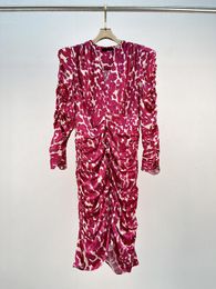 Casual Dresses The Latest Printing Of 2022 Autumn Winters Magenta Mini Dress 0812
