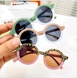 New children's sunglasses fashion round box Leopard Colour matching Personalised sunglasses for boys and girls baby anti-ultraviolet tide glasses