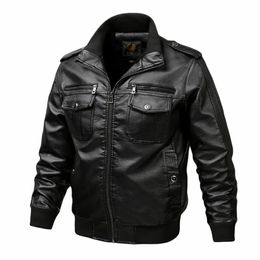 Thoshine Brand Spring Autumn Winter Men Leather Jackets Motorcycle & Biker Male Fashion PU Leather Cargo Coats Pockets Plus Size 211008