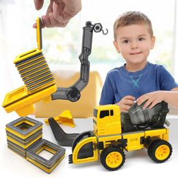 66pcs Big Size Magnetic Construction Set Bright Golden Vehicle Car Models DIY Building Blocks Toys For Children Gift With Box Q0723