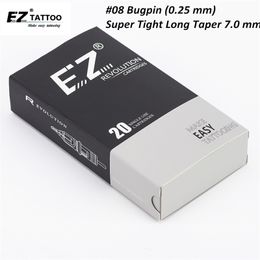 EZ Revolution Cartridge Needles #08 Bugpin (0.25 mm) Round Liner Tattoo Needles 7.0 mm Super Tight L- Taper 20PCS/Box 210323