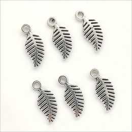Lot 300pcs Mini Leaves Tibetan Silver Charms Pendants for jewelry making Earring Necklace Bracelet Key chain accessories 15*6mm DH0766