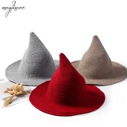 Cloches Maylisacc Korean Style Wool Bucket Hat Autumn And Winter Warm Thicken Witch Women Boys Girls Christmas Gifts