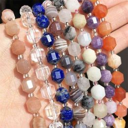 8mm Natural Lapis Lazuli Morganite Agates Quartz Gem Faceted Loose Stone Beads for Jewellery Making DIY Bracelet Accessories