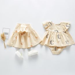 Baby Girl Clothing Sets Summer born Set Suits Fashion Foreign Style Pure Cotton 2-piece 3-6-12 Month Clothes 210429