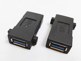 Computer Connectors, Dual USB3.0 Female Extension Exteder Coupler Adapter with Panel Mount Holes/2PCS