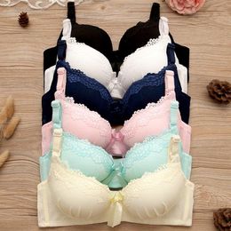 Bras Lace Floral Wire Free Bra For Women's Intimates Comfortable Push Up Underwear Girls Student Daily Lingerie 32/70 - 38/85 AB Cup