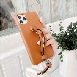 Fashion 3D Leather Wrist Strap Phone Cases for iPhone 12 Mini 11 Pro X XS Max XR 7 8 Plus Luxury Holder Protective Cover Fundas