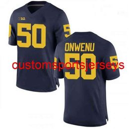Stitched Michael Onwenu Michigan Wolverines Navy NCAA Football Jersey Custom any name number XS-5XL 6XL