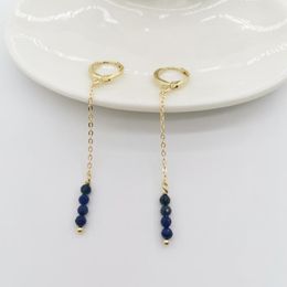 faceted lapis lazuli UK - Lapis Lazuli Earrings 14K Gold Filled Chains Delicate Faceted Gemstones Pendants Dangle Hoops Boho Statement Jewelry & Chandelier