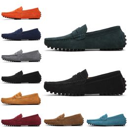 Non-brand Suede Hotsale Shoes Dress Men Black Dark Blue Wine Red Gray Orange Green Brown Mens Slip on Lazy Leather Shoe Size 94 s