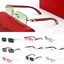 rimless buffalo horn glasses sunglasses wood metal eyewear eyeglasses frame for men and women retro blue orange red brown green legs with box case lunettes de soleil