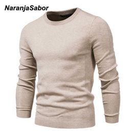NaranjaSabor New Winter Thick Pullovers Men's O-neck Basic Solid Color Warm Sweaters Mens Fashion Slim Casual Sweater 4XL N693 Y0907