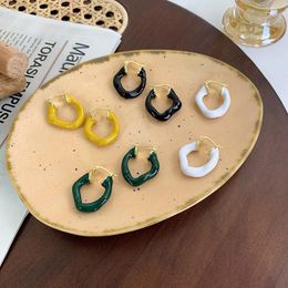 Hoop & Huggie Irregular Geometric Vintage Glazed Gold Colour Clip Earrings For Women Korean Fashion Jewellery Pendientes