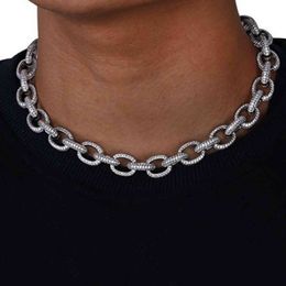 10mm 161820Miami Crystal Zircon Cuban Link Necklace Bracelet Crystal Clasp Iced Out Hip hop Chain Men Necklace Bracelets X0509