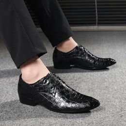 Mens Dress Shoes PU Leather Fashion Men Business Dress Loafers Pointy Black Shoes Oxford Breathable Formal Wedding Shoes