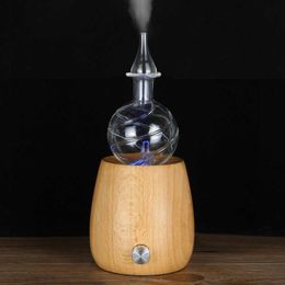 Waterless Pure Essential Oil Diffuser Nebulizer Air Diffusers Aromatherapy Wood Glass Electric LED Light For Home 210724