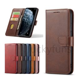 Wallet Phone Cases for iPhone 12 Mini 11 Pro X XR XS Max 7 8 Plus Samsung Galaxy S21 Ultra A71 A51 A42 Classic Solid Colour PU Leather Flip Stand Cover Case