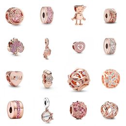 925 silver The new rose gold hollow woven infinite daisy love mother pavé clip-on charm is suitable for Pandora bracelet ladies Jewellery