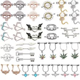 Hollow Nipple Rings Piercing Shield Covers Stainless Steel Nipples Nail Skull Scorpion Leaf Adjustable Women Pierced Body Jewelry on Sale