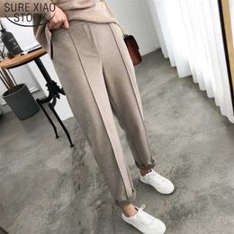 Thicken Women Pencil Pants Spring Winter Plus Size OL Style Wool Female Work Suit Pant Loose Female Trousers Capris 6648 50 211101