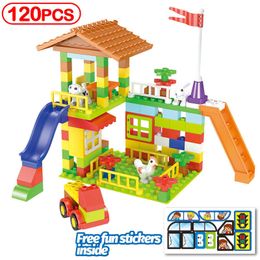 City Creative Big Particle Blocks Compatible Farm House Big Size Slide Building Blocks DIY Bricks Gift Toys For Children X0902