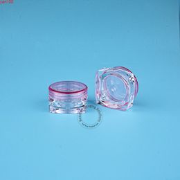 100pcs/lot Promotion 3g Plastic Facial Cream Jar Small Sample Display Square Cosmetic Bottle PS Vial Mini Cap Eyeshadow Potgood qutity