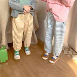 Spring boys and girls striped sweatpants Kids children cotton casual sports pants 210508