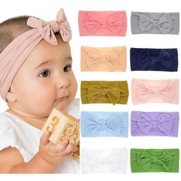 10 Colors Newborn Nylon Bows Hairband Baby Girls Toddler Elastic Headband INS Rabbit Turban Head Wraps Newborn Hair Accessories