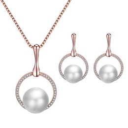 Jewelry Sets Luxury designer Bracelet Women Faux Pearl Pendant Rhinestone Earrings Necklace Wedding Bridal Set