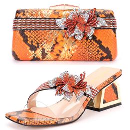 Crystal 2024 Shoes Italy Women's Slippers Latest Design Party And Bag Suit 14