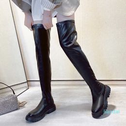 Fashion Black flat Over The Knee Boots Women shoes Platform Thigh High Winter Shoes Long Boots Wome Thick Sole Botas Mujer