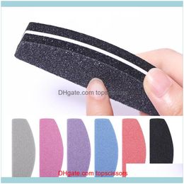 Files Tools Salon Health & Beautyprofessional Half Moon File 100/180 Sponge Mini Colorful Buffer Grinding Sanding Nail Art Tool Pack Of 5Pcs