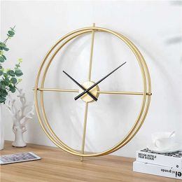 3D Large Retro Metal Wall Clock Double Layer Antique Iron Frame Mute Watch Modern Livingroom el Home Decor Numerals Clock 211110