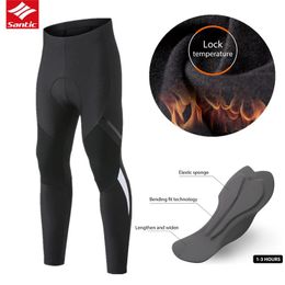 Racing Pants Santic MTB Fleece Cycling Men Riding Trousers Keep Warm Sport Road Mountain Bike Bicycle Sponge Cushion