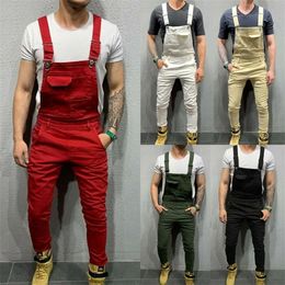 2020 New Men's Fashion Denim Dungaree Bib Overalls Jumpsuits Moto Biker Jeans Pants Trousers X0621