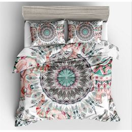 Fanaijia 3pcs Bohemian Bedding Set queen size Mandala feather Print Duvet Cover set with pillowcase AU king Bed bedline 210319