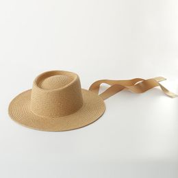 -Hüte für Sommer Frauen Sun Hat 2021 Mode Urlaub Lady Toyo Paper Stroh Strand mit Band Krawatten 691038 Breitrand