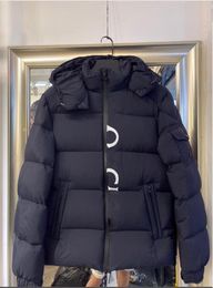 Men Hooded Down Coat Thick Soft Warm Double Zipper Waterproof Parkas Side white letters design Jacket Size 12345
