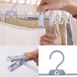 5pcs Stackable Hanger Rack Strong Plastic Pants Trouser Skirt Add-On Hanger with Adjustable Clip and hook Non Slip Space-Saving 210318