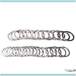 Rings Jewelry100 Pcs/Set 25Mm Stainless Steel Hole Key Ring Rhodium Plated Round Split Chain Drop Delivery 2021 Gxxam